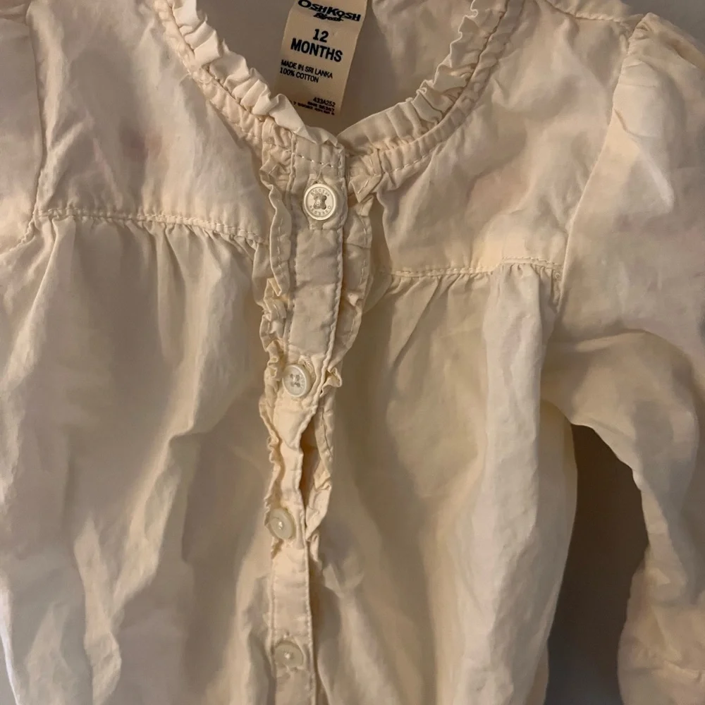 Cream ruffle button up top